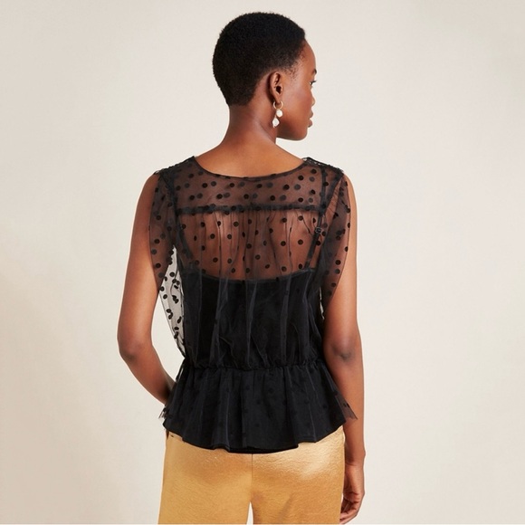 Eva Franco Anthropologie Sheer Dotted Velvet Top NWT Size Medium - Picture 3 of 6